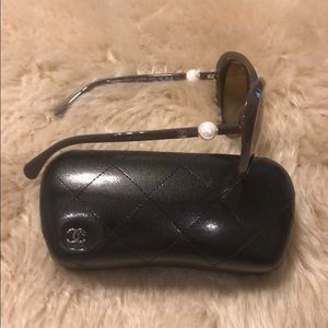 Chanel Taupe Sunglasses with Pearl